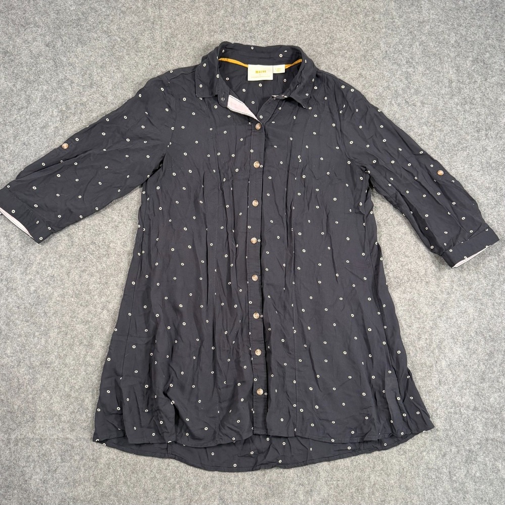 Anthropologie‎ Maeve Black White Monika Long Sleeve Tunic Top Women's Size XS
